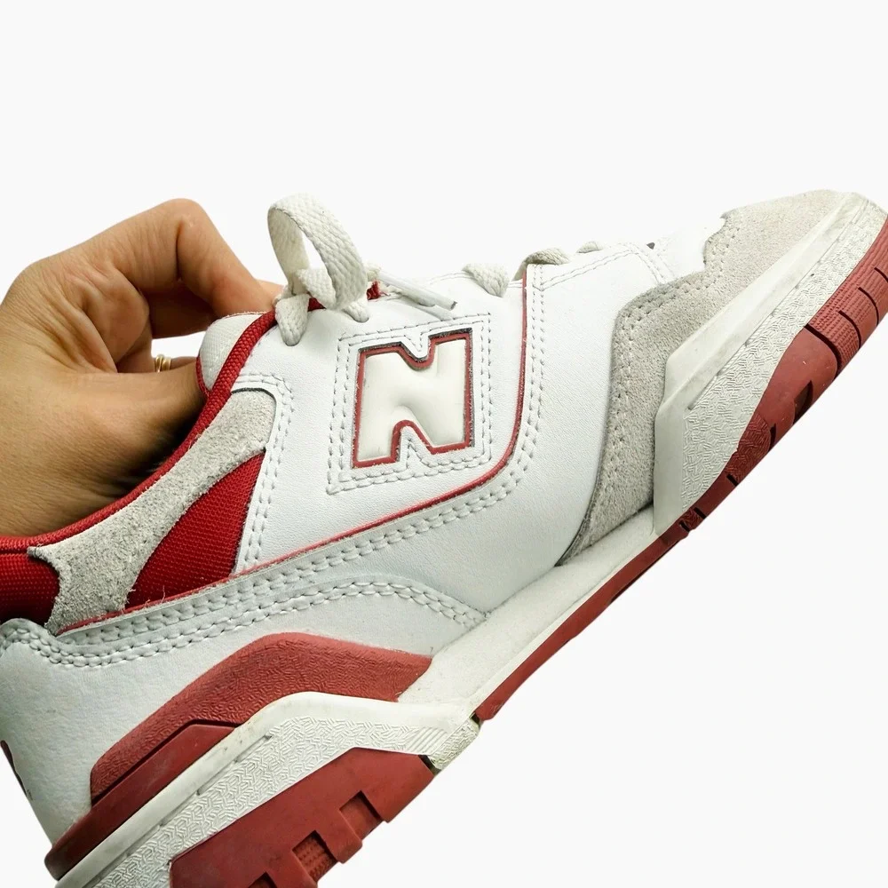 New Balance 550 Men's‎ White Red Suede Leather Low Top Sneakers Size 7